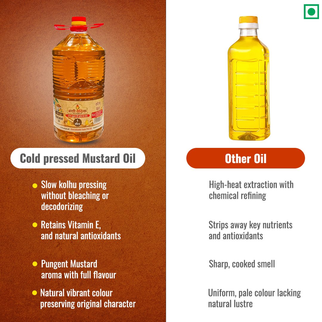 Yellow Cold Pressed Mustard Oil 5Ltr. (Peeli Sarson)