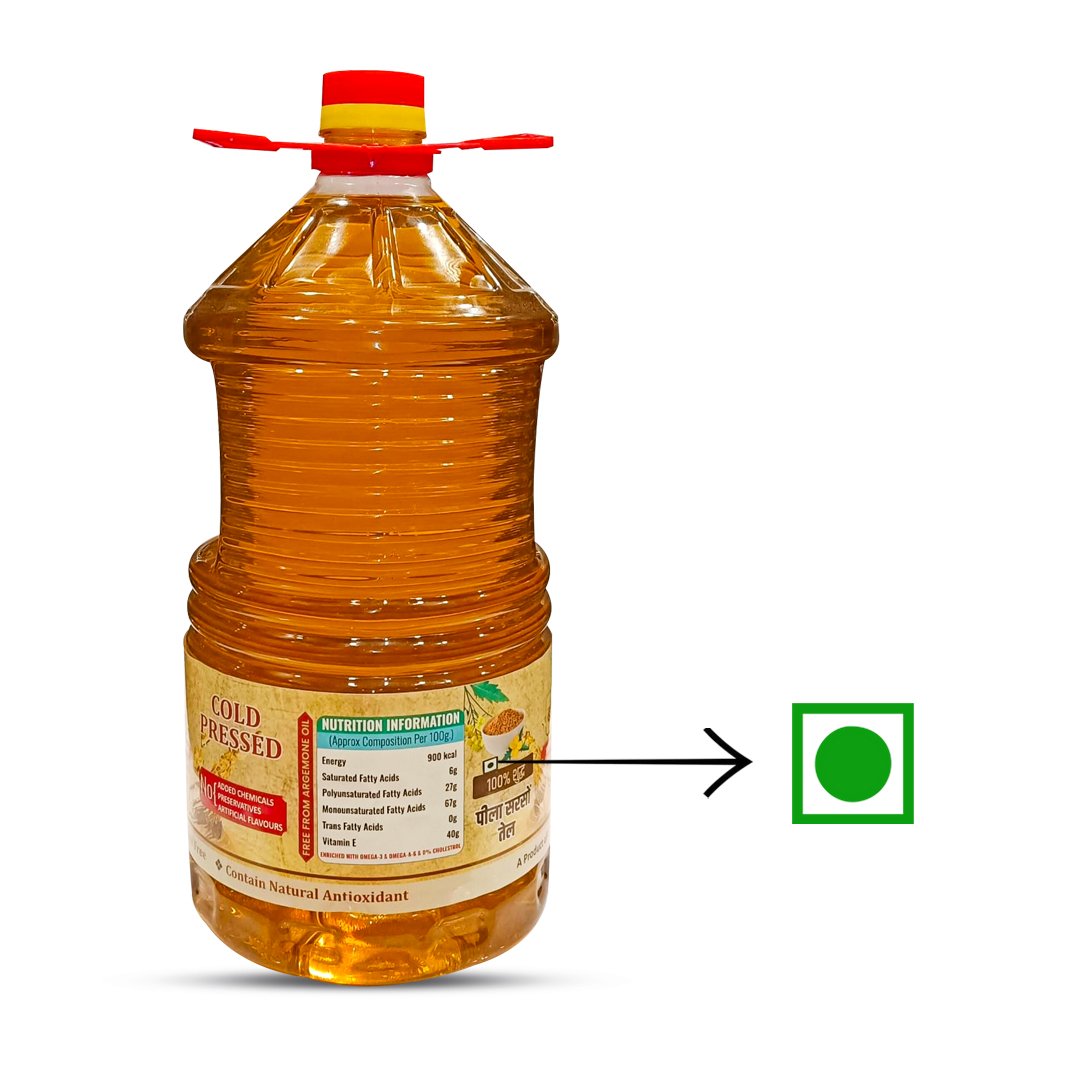 Yellow Cold Pressed Mustard Oil 5Ltr. (Peeli Sarson)